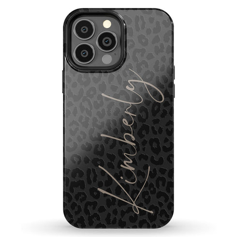 Dark Leopard Signature Name iPhone Case